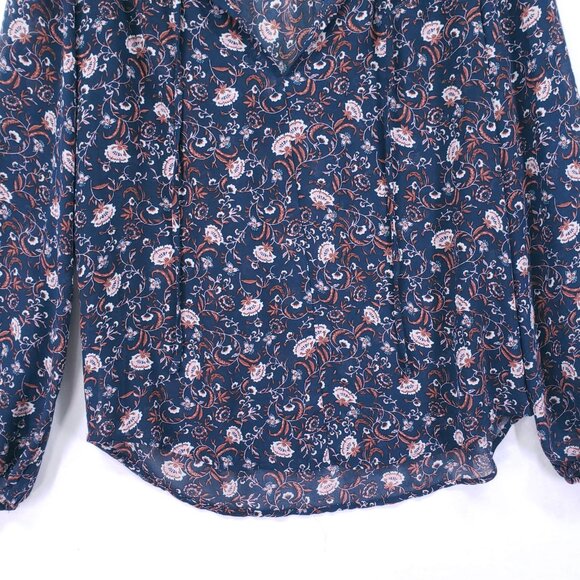 Where Are You From Multicolor Lightweight Sheer Floral Long Sleeve Blouse Small - Picture 15 of 15